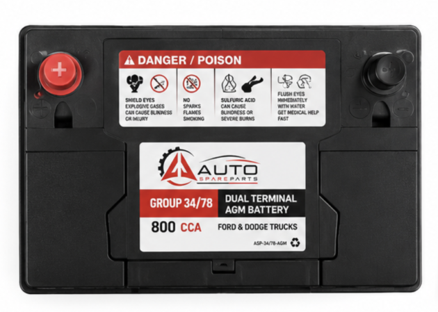 Group 34/78 Dual Terminal AGM Battery — 800 CCA — Ford & Dodge Trucks - Image 3