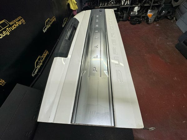 white OEM tailgate for a 2017–2022 Ford F-250 or F-350 Platinum truck - Image 2